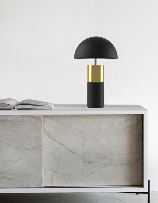 Canopy table lamp with elegant sculptural shade providing soft ambient lighting / مصباح طاولة بتصميم أنيق وغطاء نحتي يوفّر إضاءة هادئة ومريحة