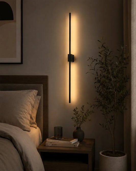 Double Lines Square Black Wall Lamp - Stainless Steel Indirect Lighting