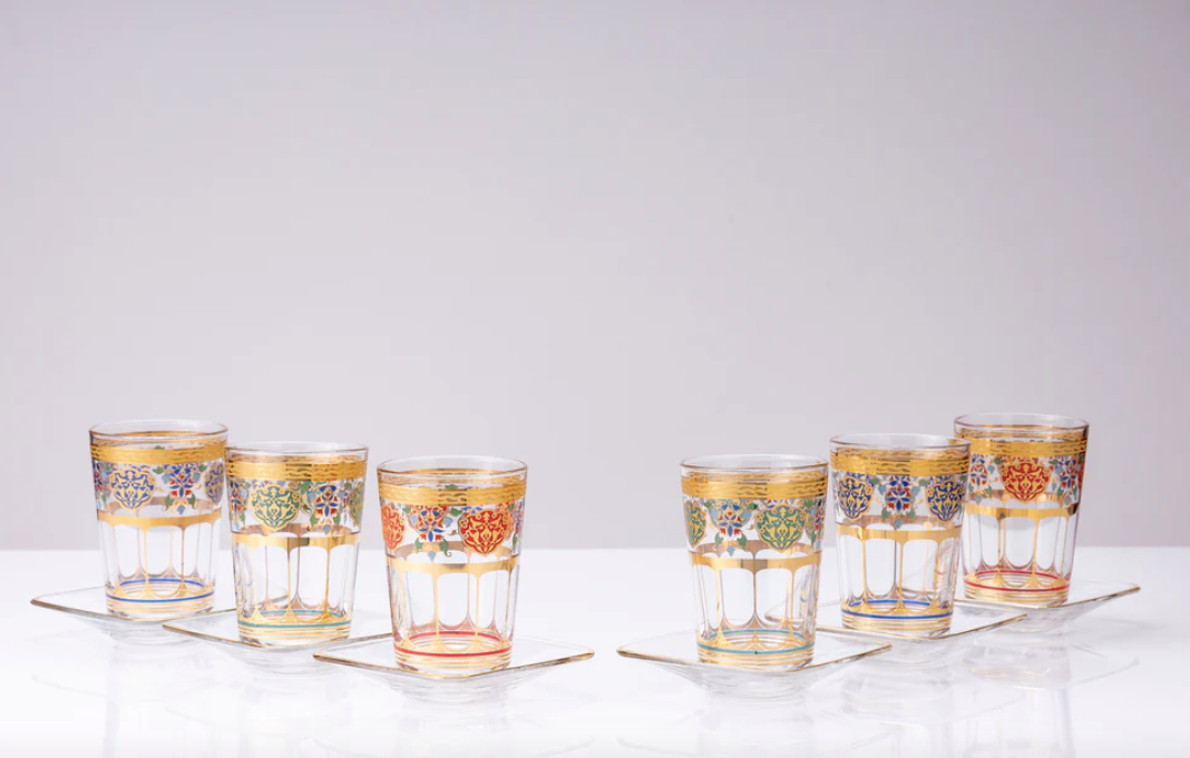 Mindada Moroccan Gold Tea Set - 12 Pieces, 200ml