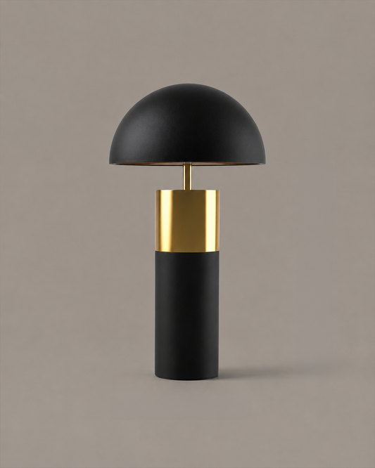Canopy Table Lamp isolated product view (view 3) | أباجورة كانوبي، صورة للقطعة، بهيكل معدني وغطاء للضوء