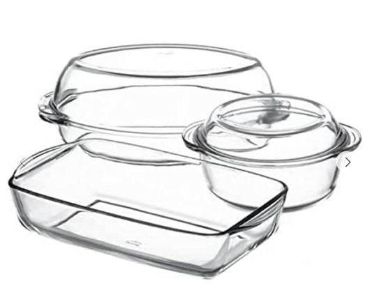 Borcam 1 Oven Dish and 2 Casseroles Set