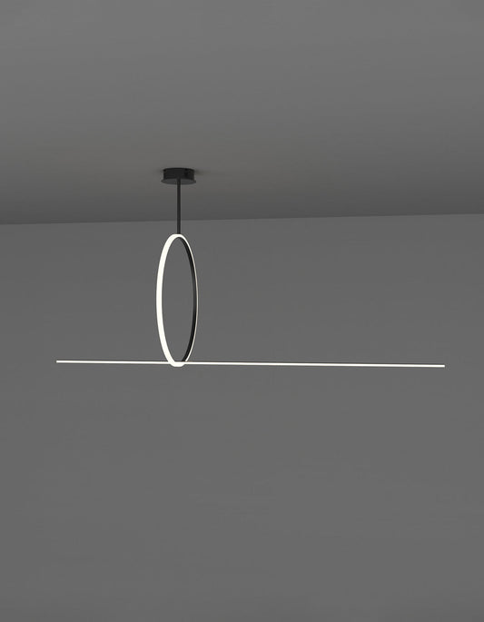 Ring Line pendant with linear geometric ring design creating soft ambient light – معلق رينج لاين بتصميم حلقي هندسي خطي يمنح إضاءة محيطية ناعمة