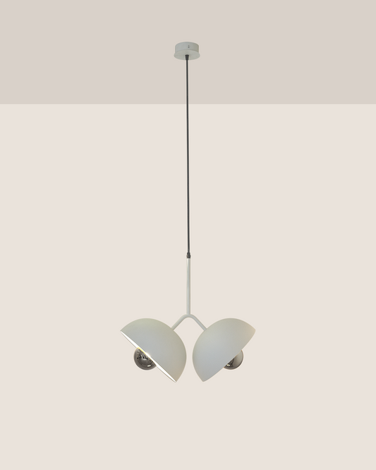 Lunar Twin Pendant with celestial calm dome shaped LED lights مصباح قلادة توأم بتصميم قبة هادئ مع إضاءة LED