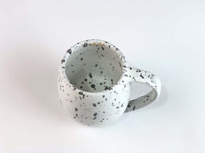 White Black Dots Curvy Mug