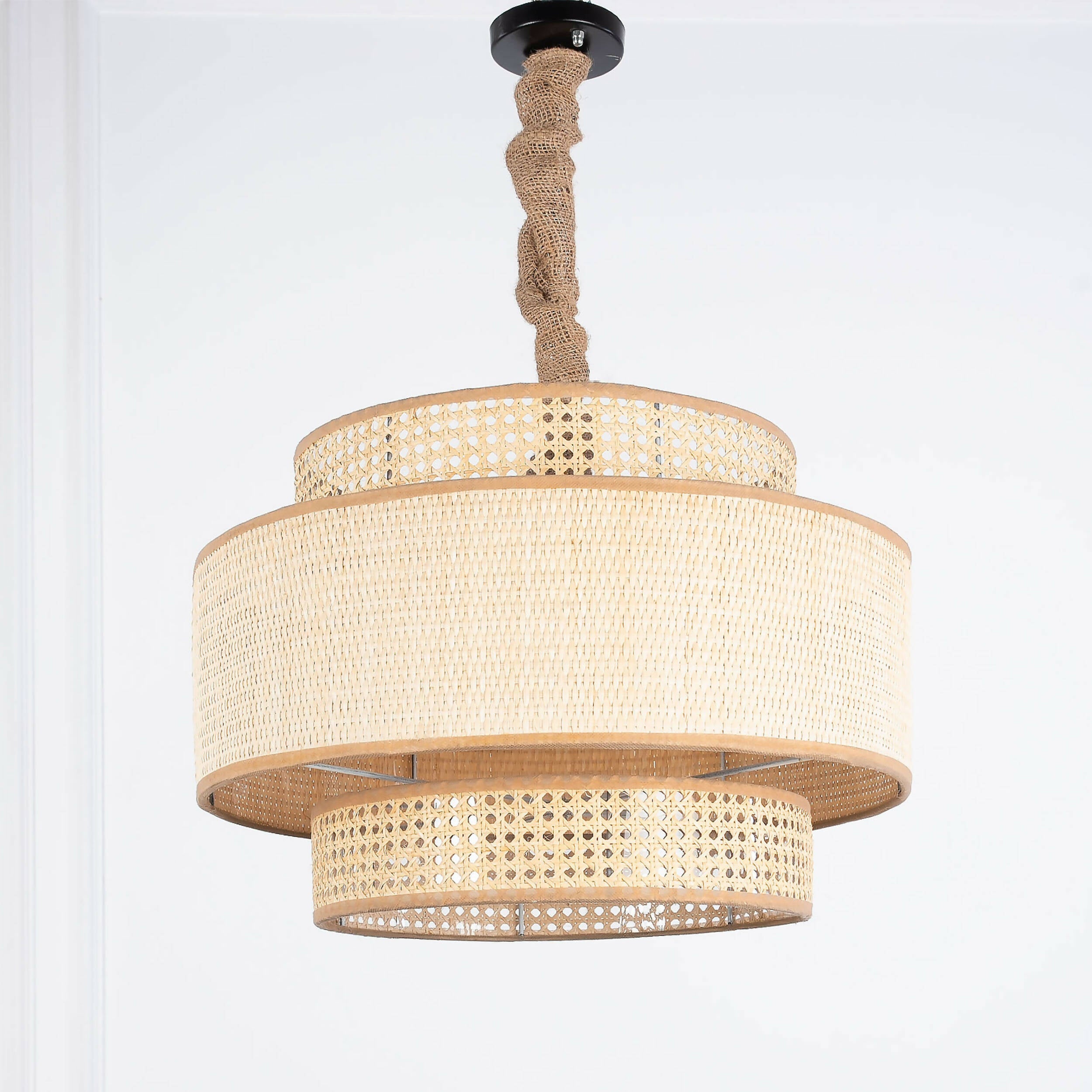 Cane & Wicker Chandelier - Beige