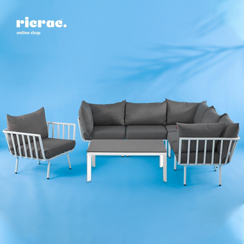 Rakot - Set of L Shape Sofa, 1 Side Chair & Table