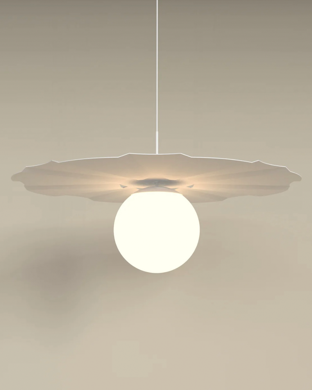 Sunbrella coastal umbrella inspired pendant light with warm glow مصباح معلق صنبريلا مستوحى من مظلة الشاطئ مع اضاءة دافئة