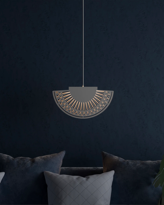 Breeze pendant light with elegant fan inspired curves and soft light مصباح معلق بريز بانحناءات مروحية أنيقة مع إضاءة ناعمة