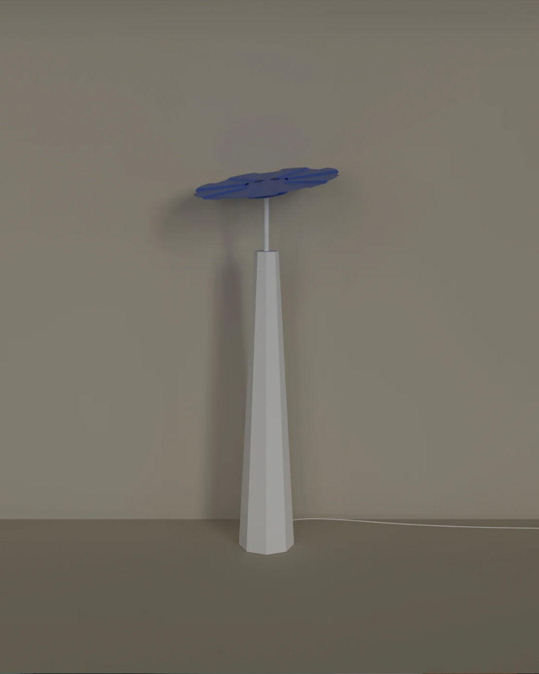 Sunbrella floor lamp with umbrella inspired coastal design and warm light مصباح ارضي صنبريلا بتصميم مظلة مستوحى من الأجواء الساحلية وإضاءة دافئة