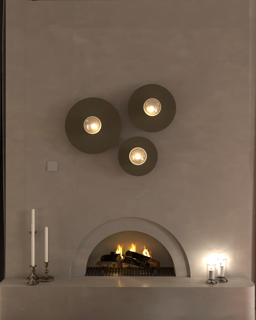 Troika wall lamp with three harmonious elements creating warm decorative glow مصباح جداري ترويكا بثلاثة عناصر متناغمة تضفي توهجاً زخرفياً دافئاً