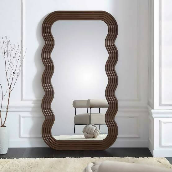 M105- Curvy Floor Mirror- Brown