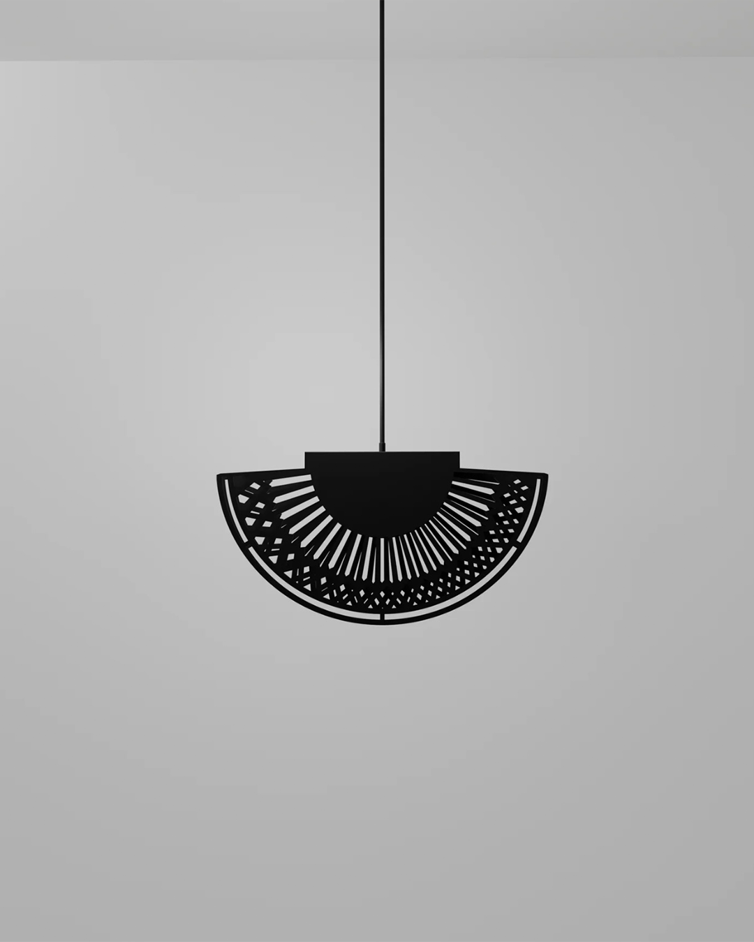 Breeze pendant light with elegant fan inspired curves and soft light مصباح معلق بريز بانحناءات مروحية أنيقة مع إضاءة ناعمة