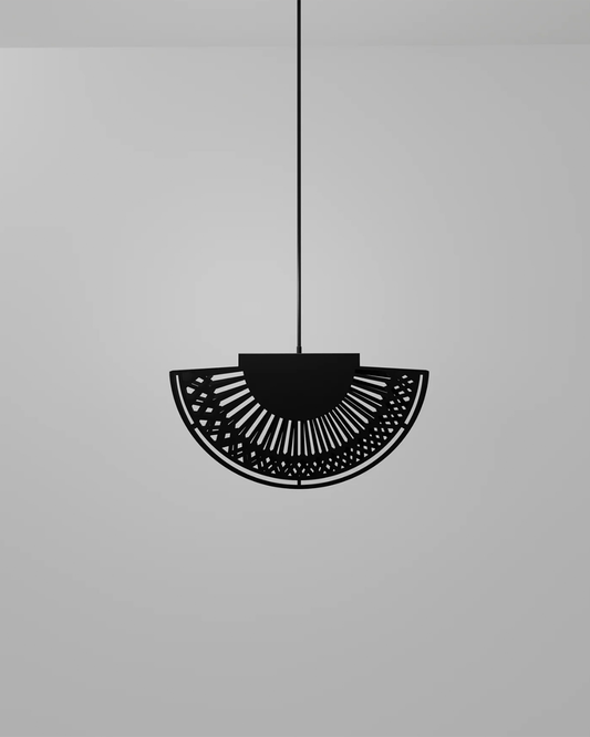 Breeze pendant light with elegant fan inspired curves and soft light مصباح معلق بريز بانحناءات مروحية أنيقة مع إضاءة ناعمة