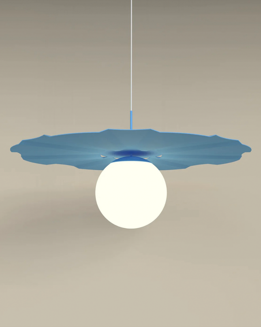 Sunbrella coastal umbrella inspired pendant light with warm glow مصباح معلق صنبريلا مستوحى من مظلة الشاطئ مع اضاءة دافئة