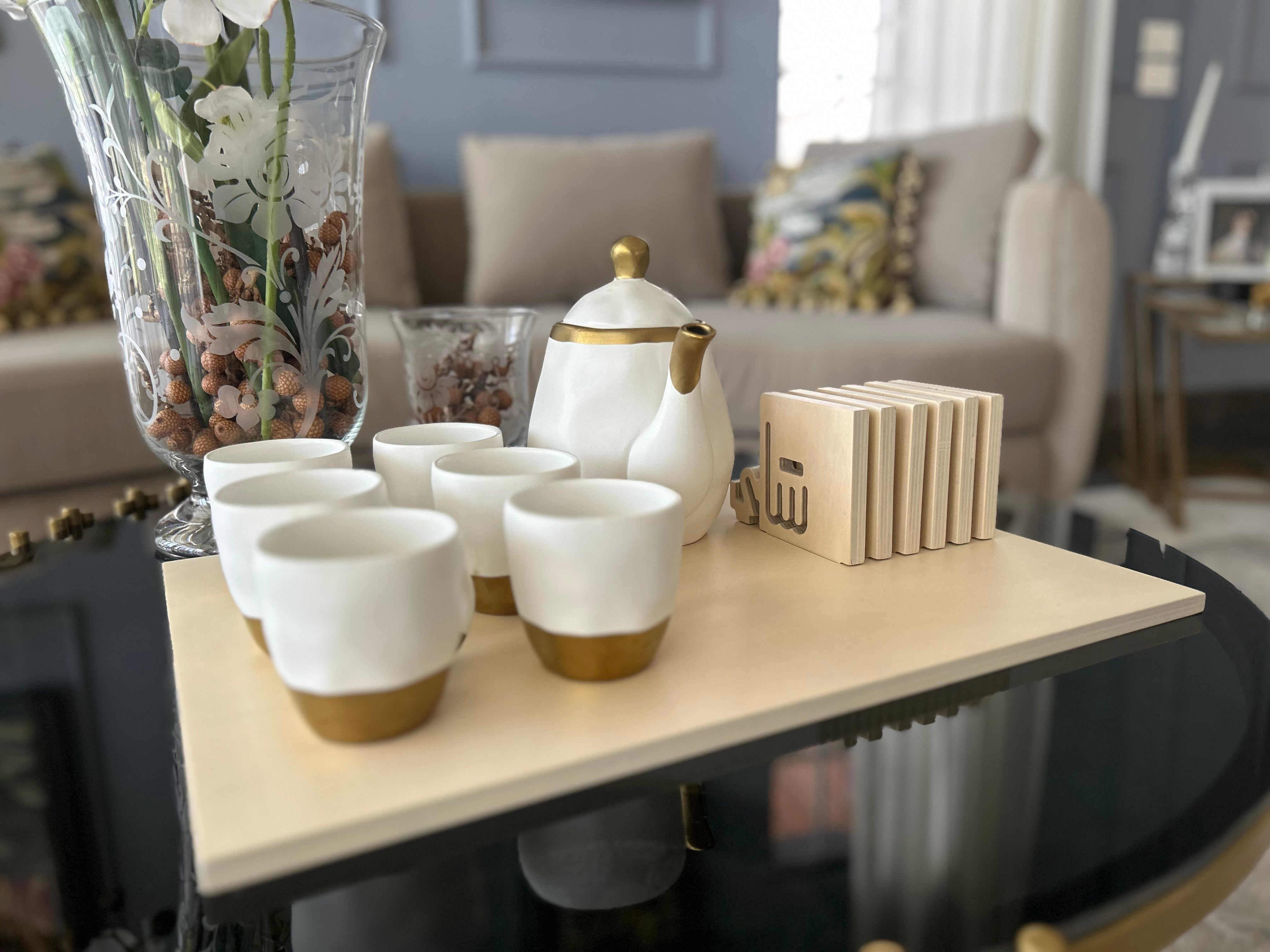 شاي Tea Tray + 6 Coasters