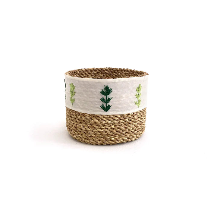 Halfa Basket With Embroidered Ribbon