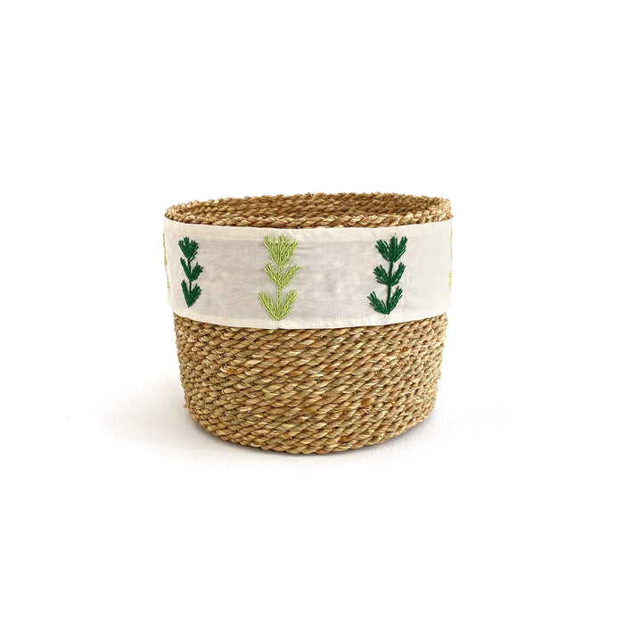 Halfa Basket With Embroidered Ribbon