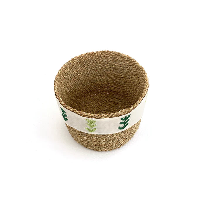 Halfa Basket With Embroidered Ribbon