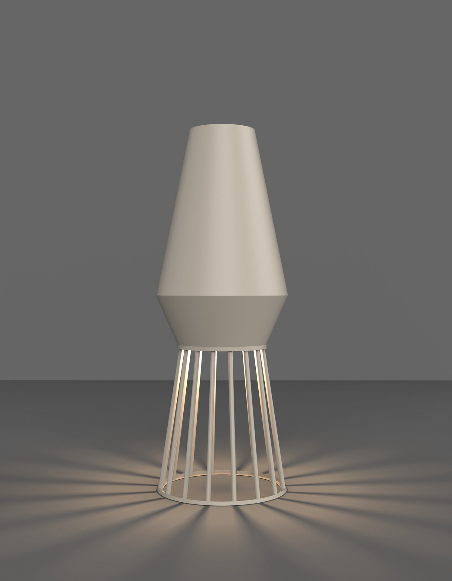 Beam table lamp casting artistic light shadows on a modern interior / مصباح طاولة بتصميم عصري يصنع ظلالًا فنية أنيقة داخل المساحات الداخلية