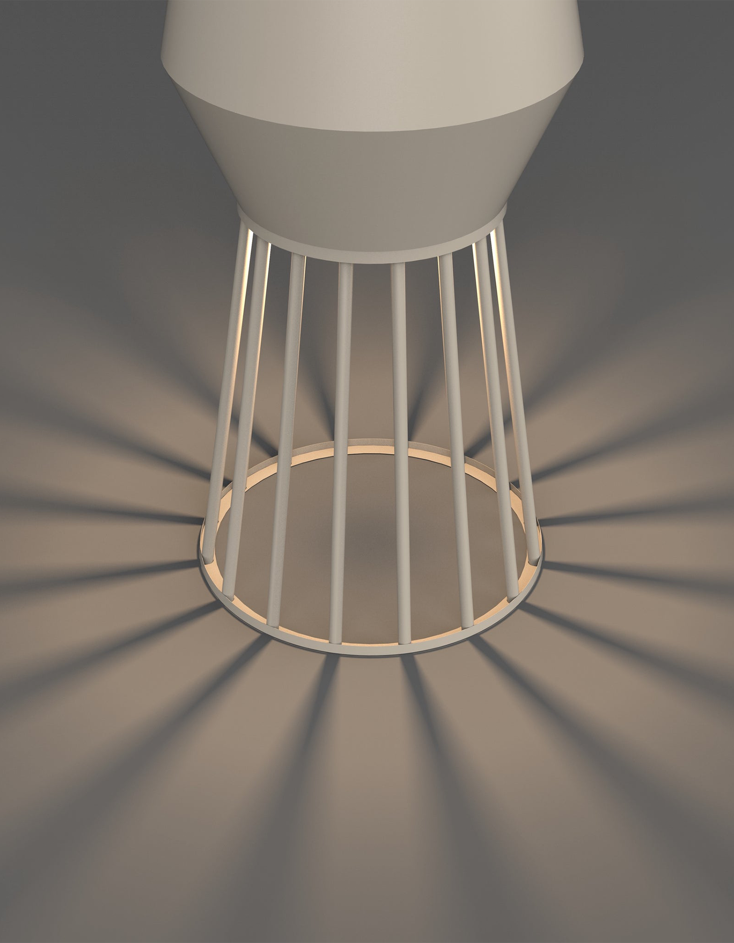 Beam table lamp casting artistic light shadows on a modern interior / مصباح طاولة بتصميم عصري يصنع ظلالًا فنية أنيقة داخل المساحات الداخلية