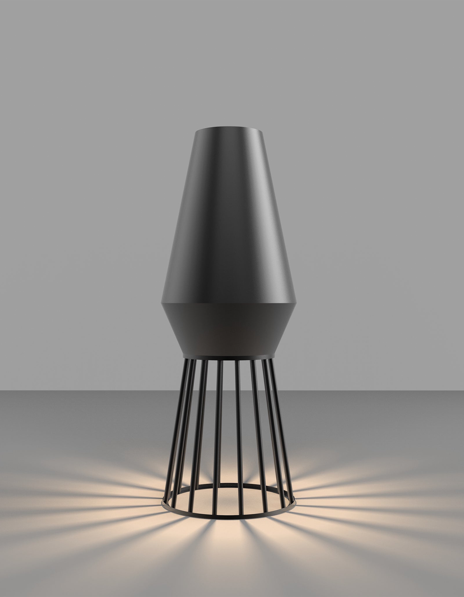 Beam table lamp casting artistic light shadows on a modern interior / مصباح طاولة بتصميم عصري يصنع ظلالًا فنية أنيقة داخل المساحات الداخلية