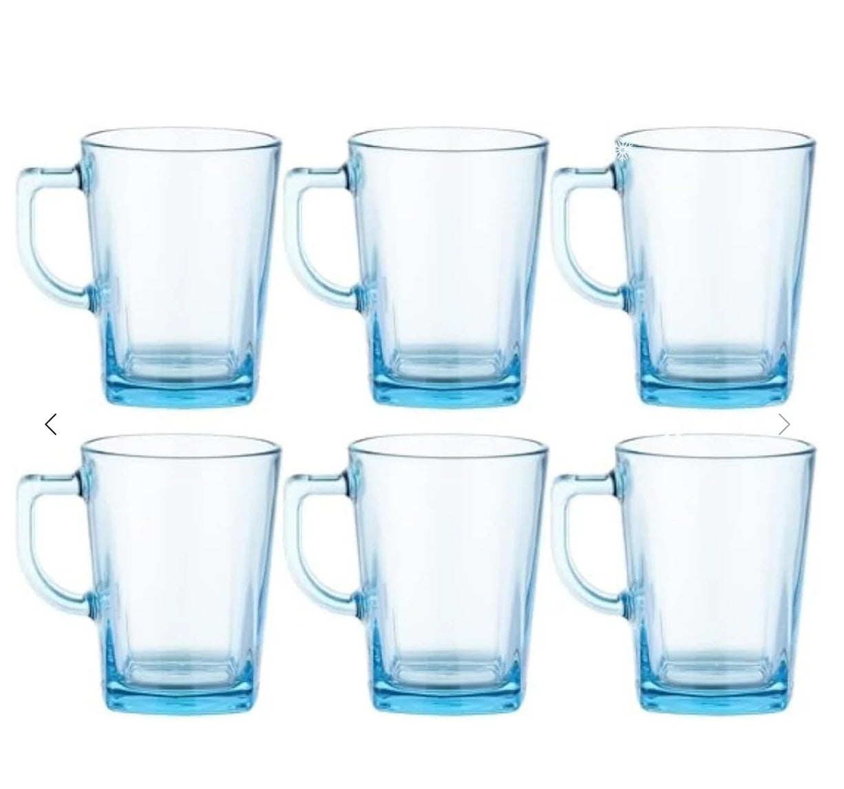 Pasabahce Carre Mug - Turquoise, 270ml (Set of 6)