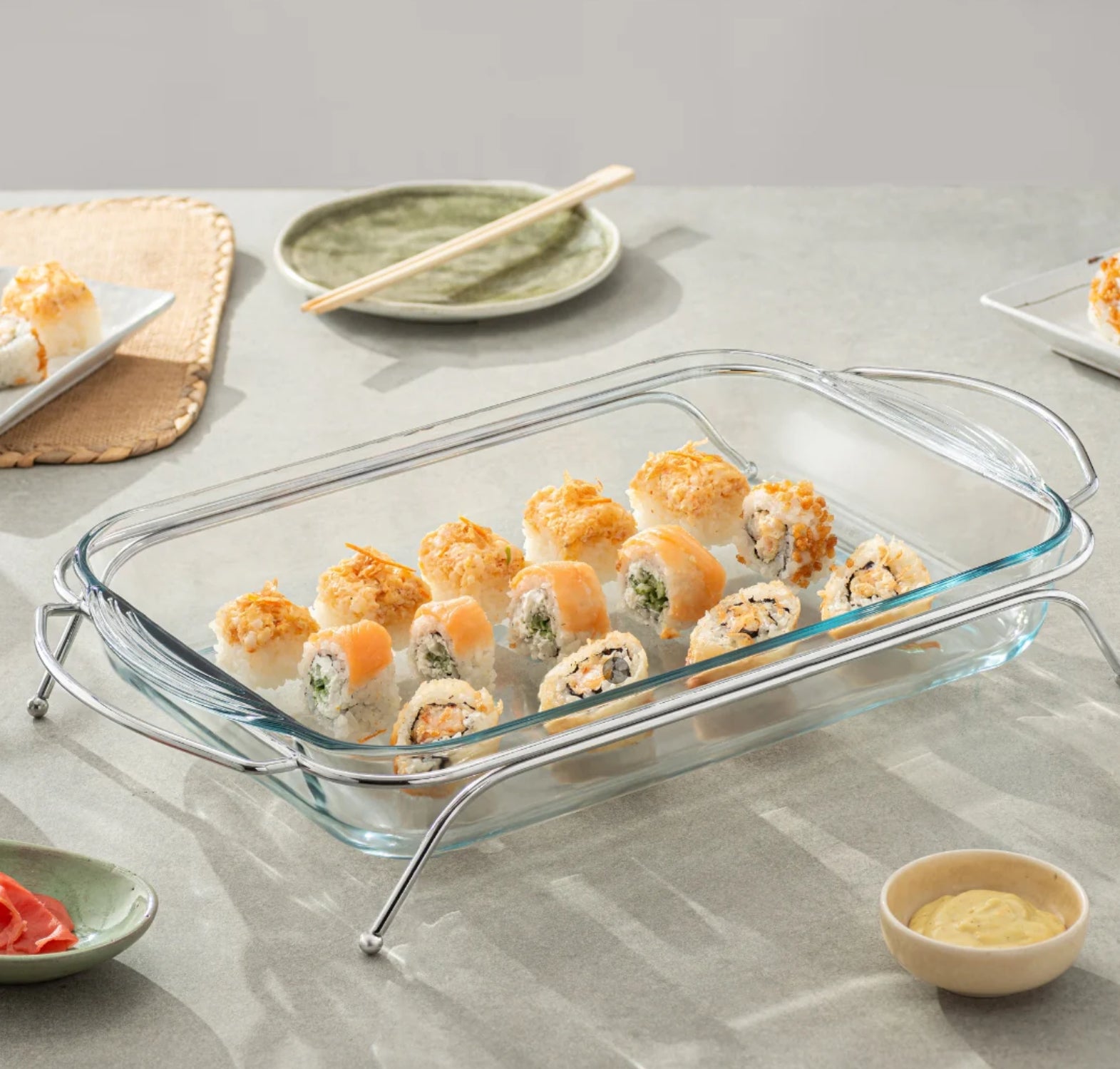 Borcam Rectangular Oven Dish with Stand - 40x25cm