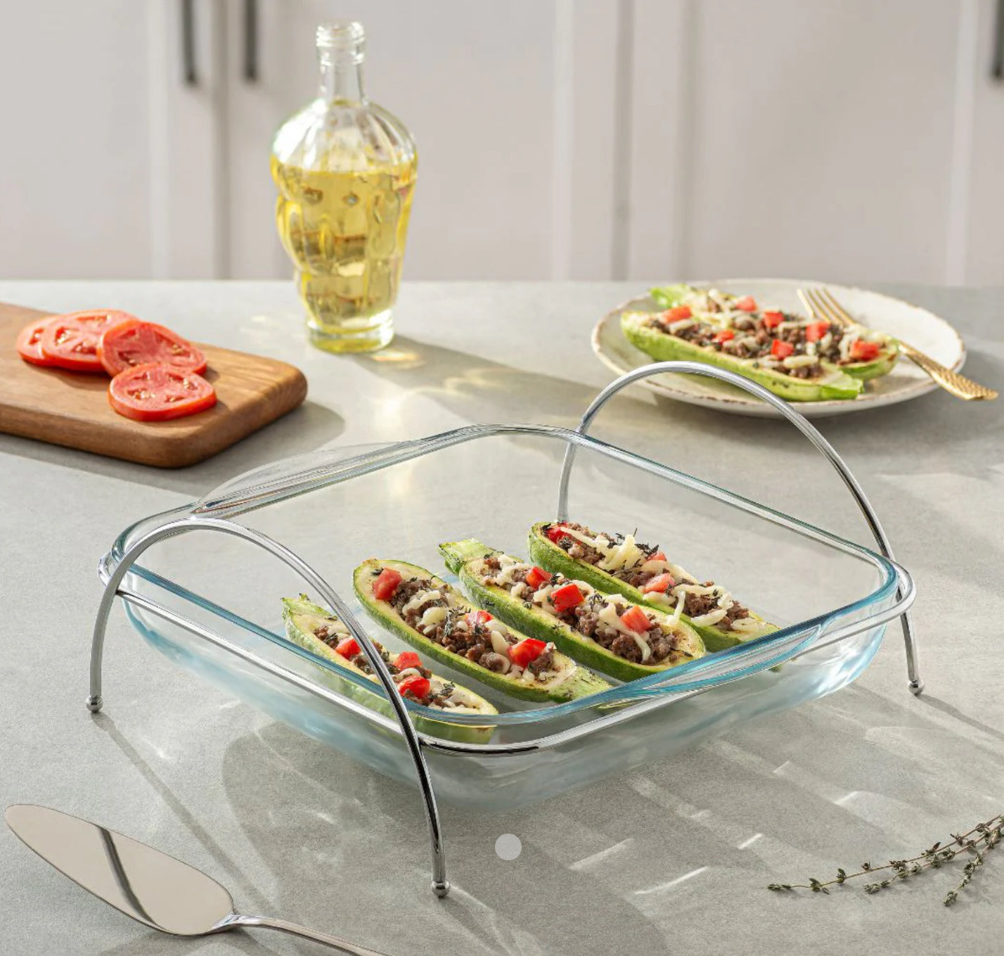 Borcam Square Oven Dish with Stand - 31.8x28.3cm