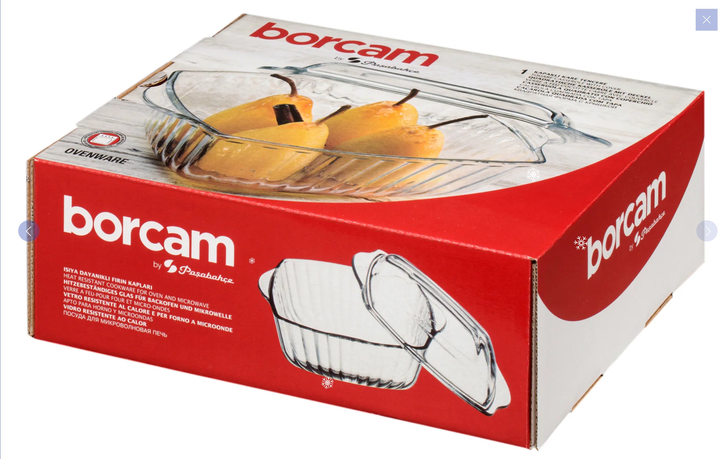 Borcam Square Casserole with Cover - 23.2x19cm