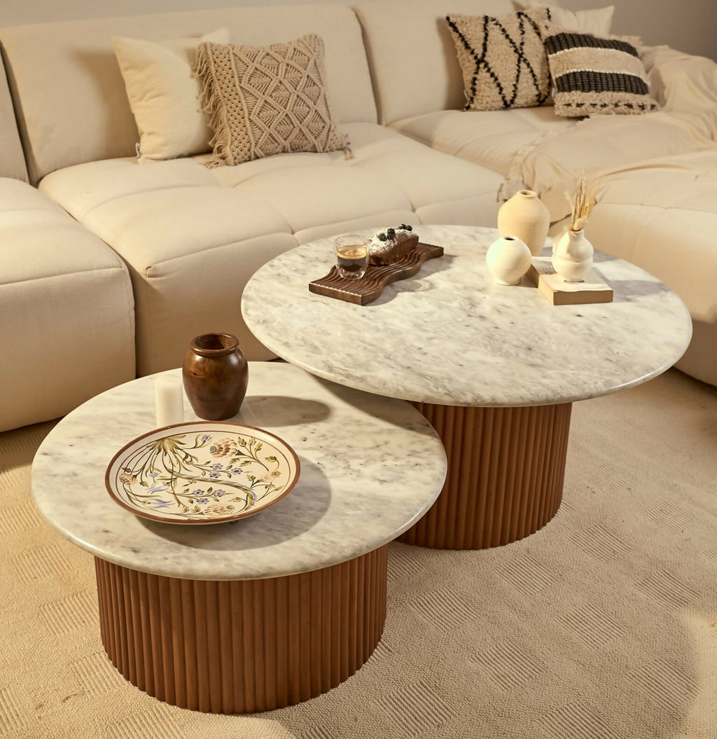 "Landing" Marble Top Tables - Set of 2