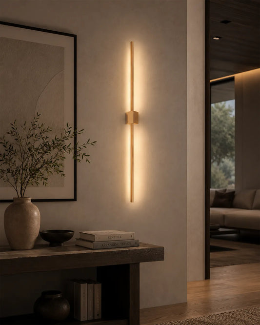 Double Lines Square Gold Wall Lamp - Minimal Stainless Steel Indirect Lighting