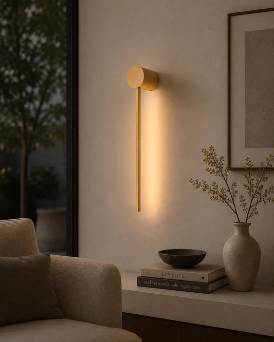 Lines Circle Gold Wall Lamp – Minimal Stainless Steel Indirect Lighting