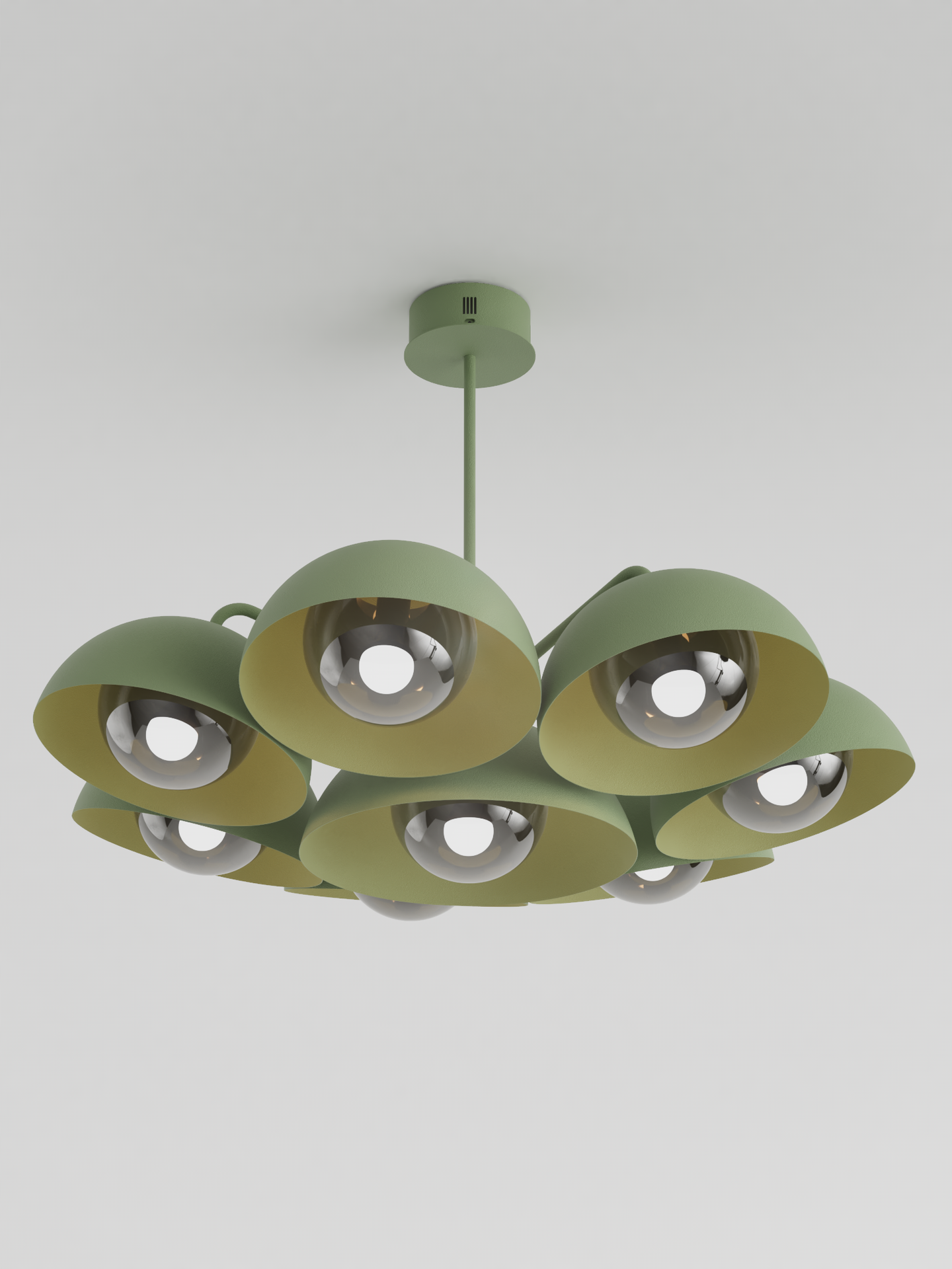 Lunar chandelier with dome shaped celestial calm design and diffused soft glow ثريا لونار بتصميم قبة هادئ وضوء ناعم منتشر