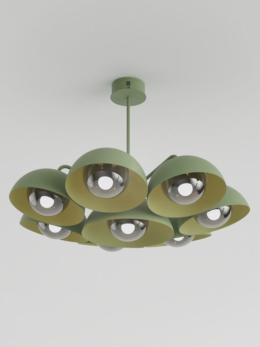 Lunar chandelier with dome shaped celestial calm design and diffused soft glow ثريا لونار بتصميم قبة هادئ وضوء ناعم منتشر