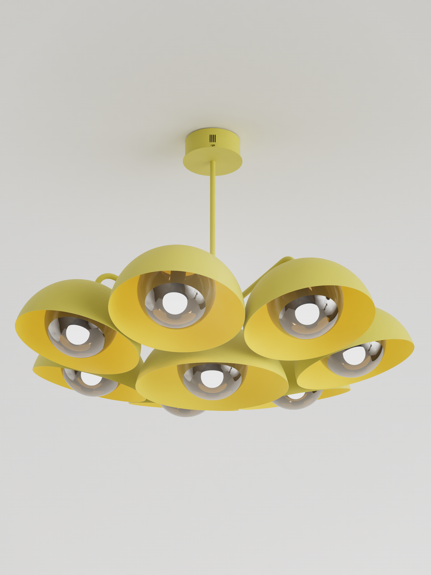 Lunar chandelier with dome shaped celestial calm design and diffused soft glow ثريا لونار بتصميم قبة هادئ وضوء ناعم منتشر