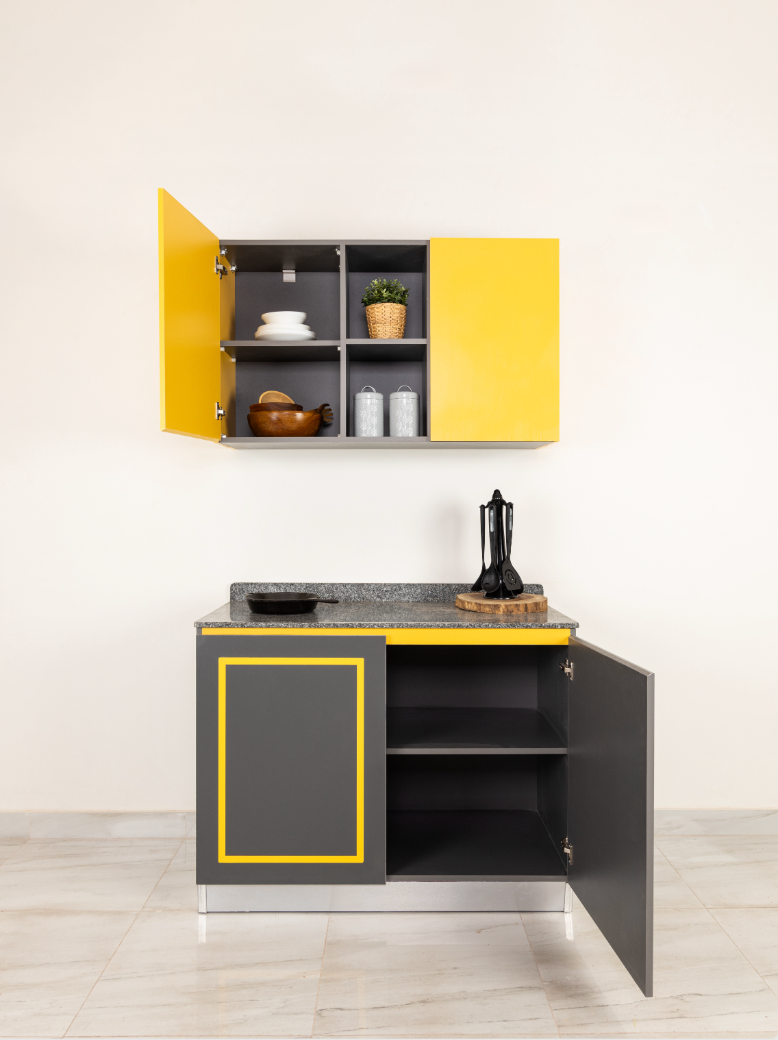 Yellow Frame Kitchen Units (Upper + Lower Units)