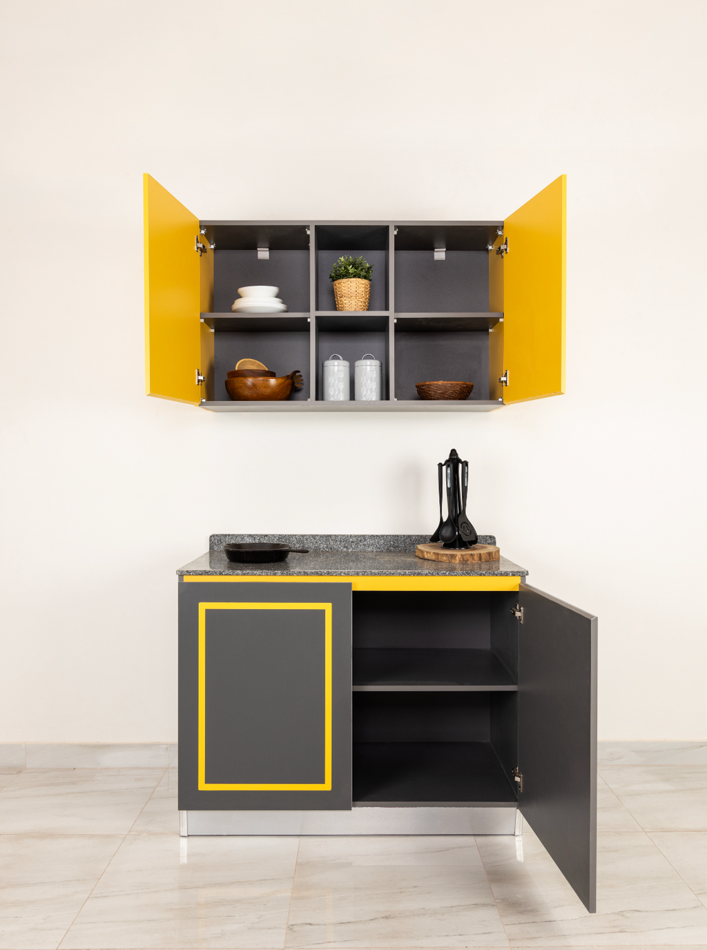 Yellow Frame Kitchen Units (Upper + Lower Units)