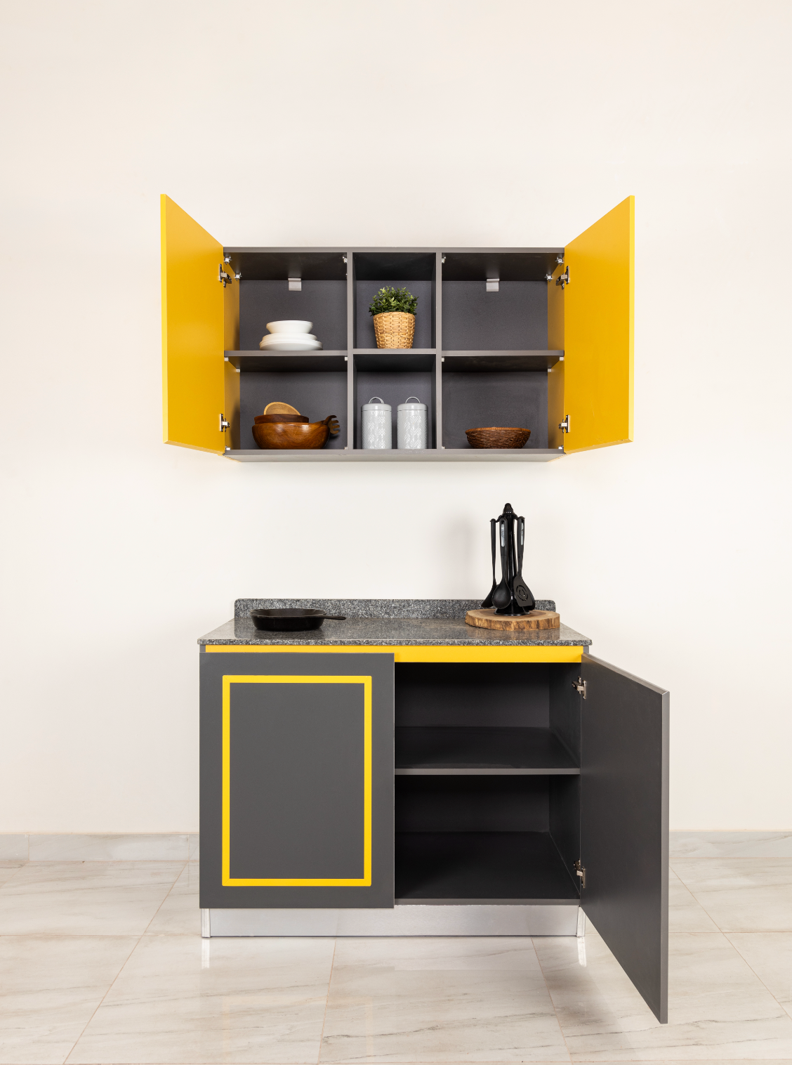 Yellow Frame Kitchen Units (Upper + Lower Units)