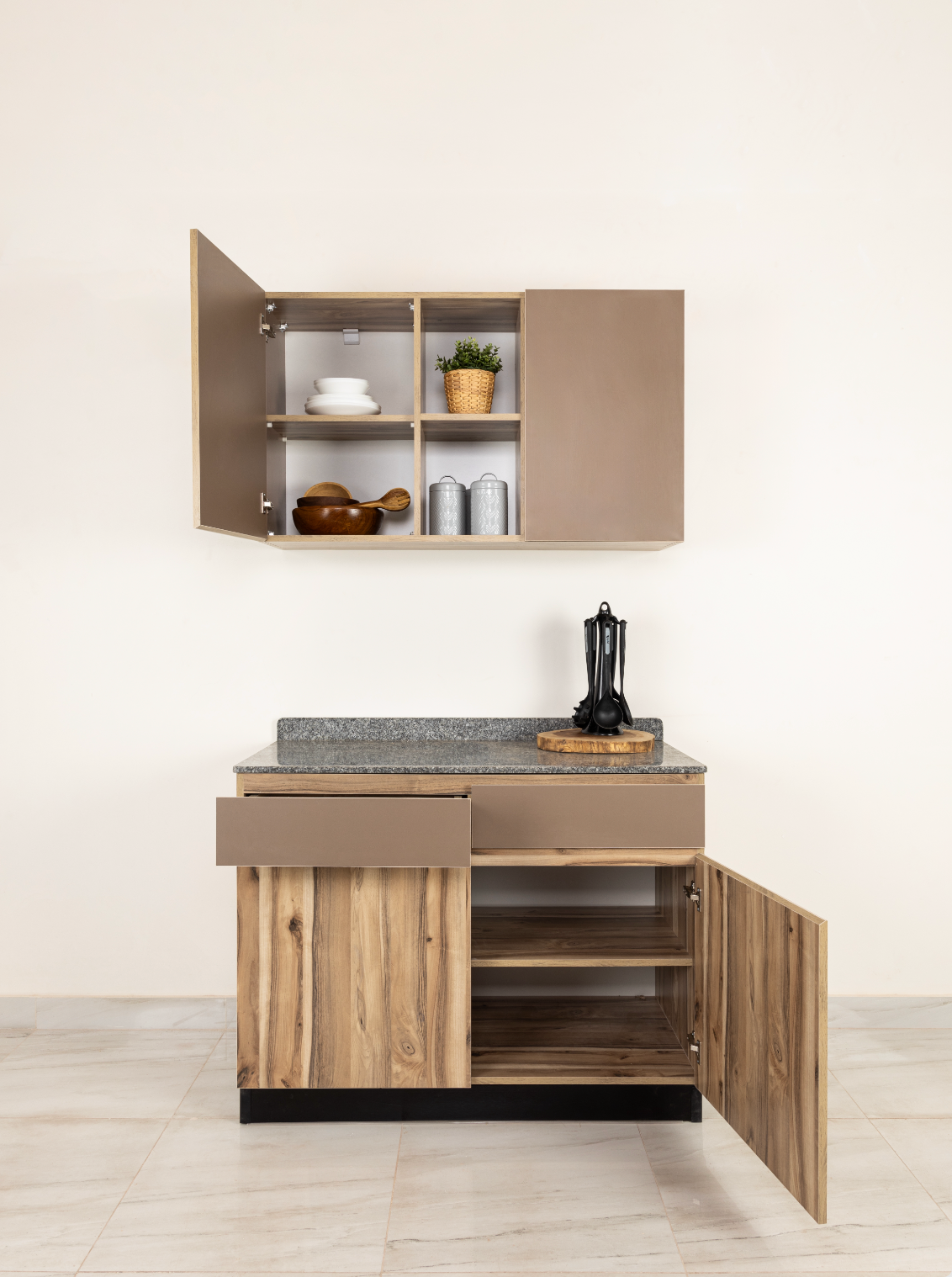 Hazelnut Beige Kitchen Units (Upper + Lower Units)