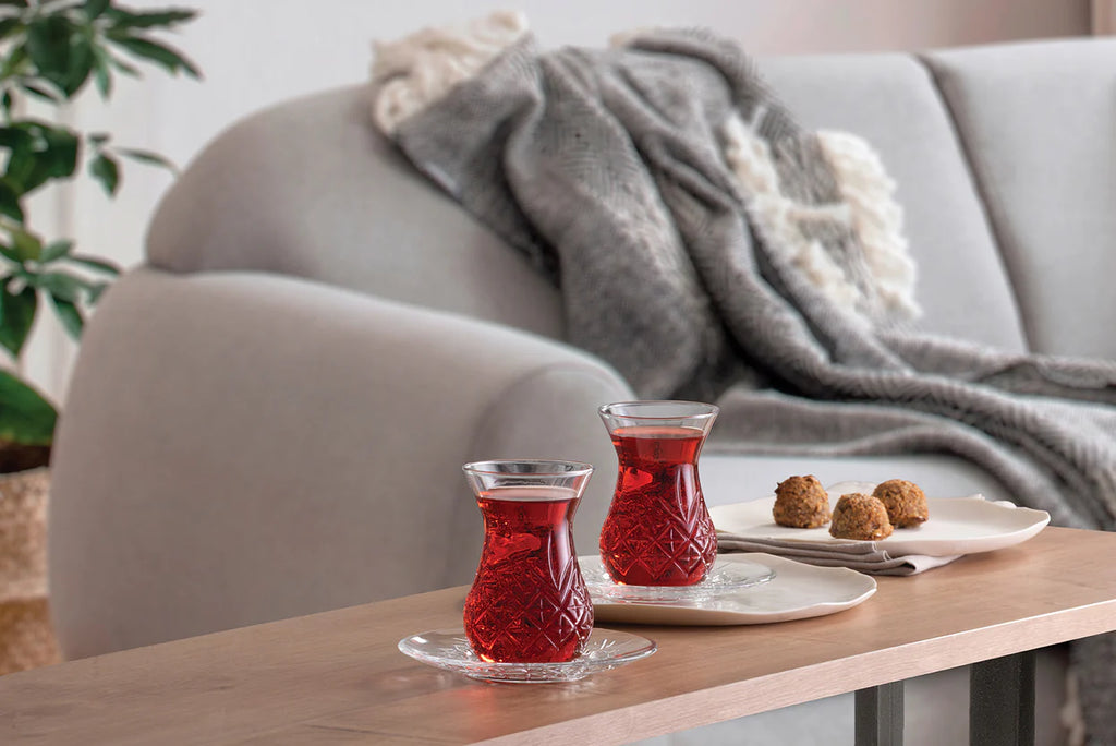 Pasabahce Timeless Tea Glass & Saucer Set - 6 pieces, 170ml