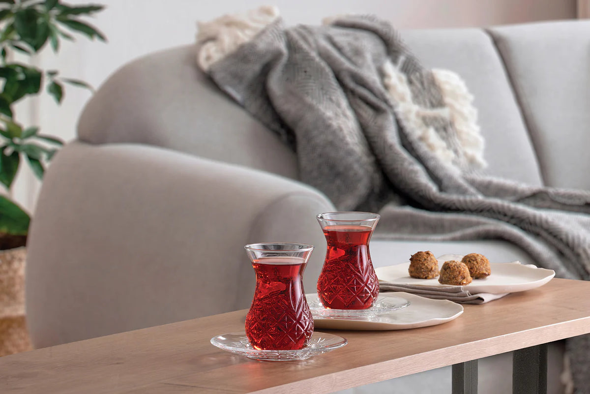 Pasabahce Timeless Tea Glass & Saucer Set - 6 pieces, 170ml