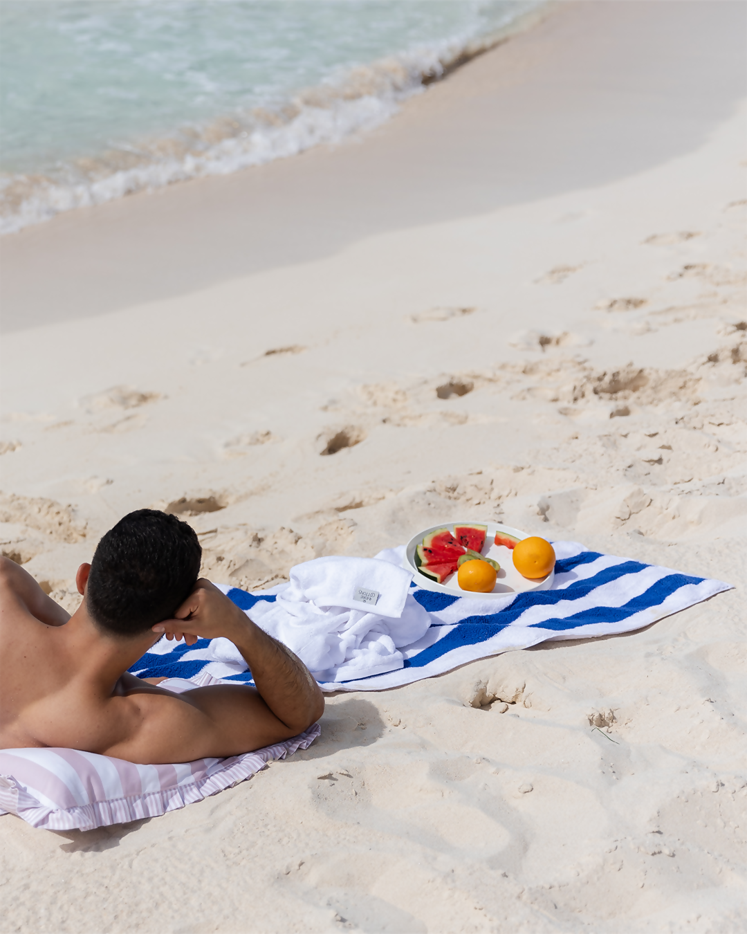 Blue Striped Beach Towel 850GSM