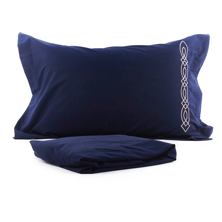 Rili- Loop Embroidered Parcale Fitted Sheet Set- 100% Cotton