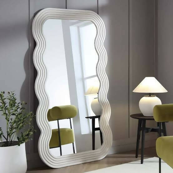 M104- Curvy Floor Mirror- White