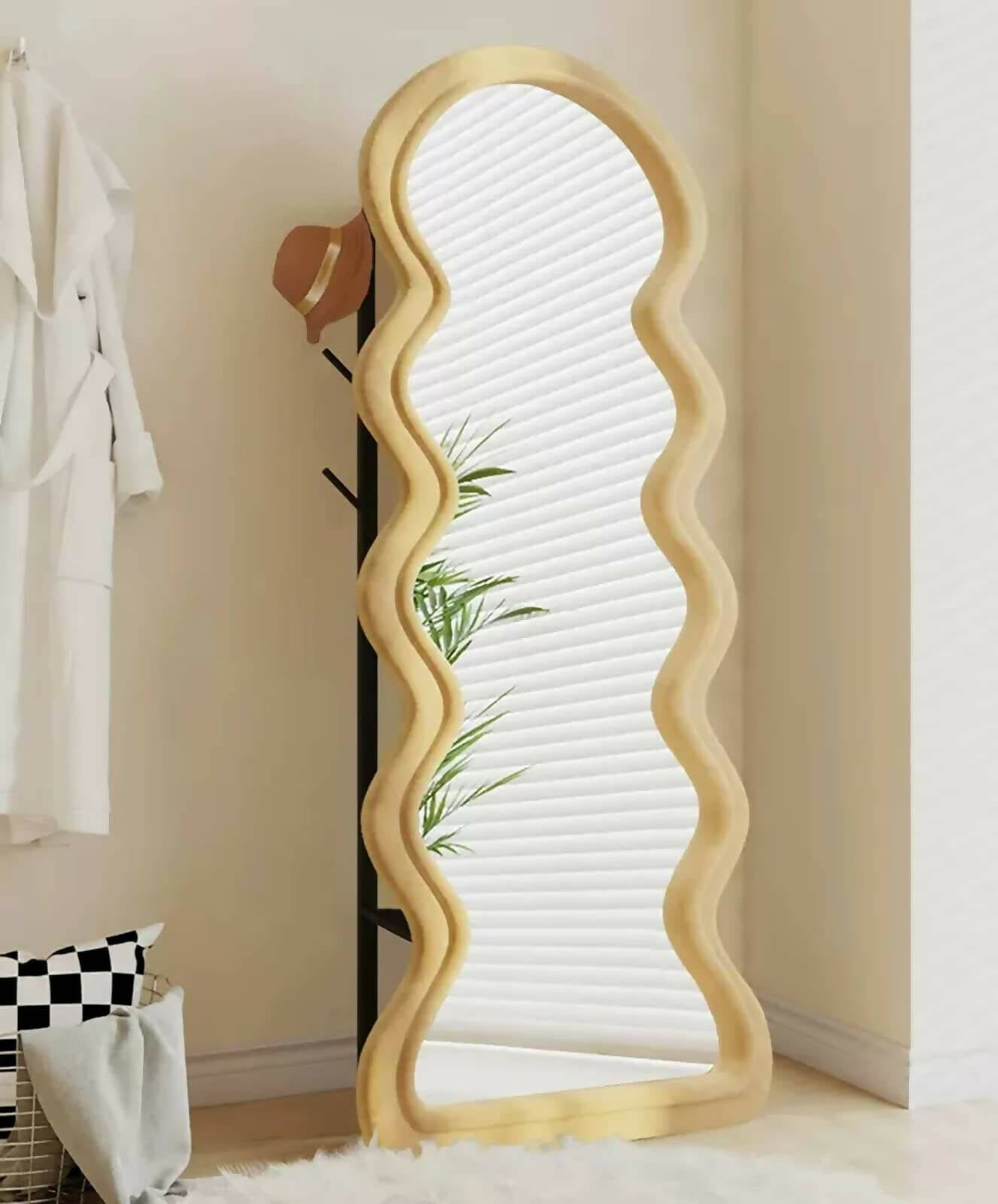 M103- Curvy Floor Mirror- Beige