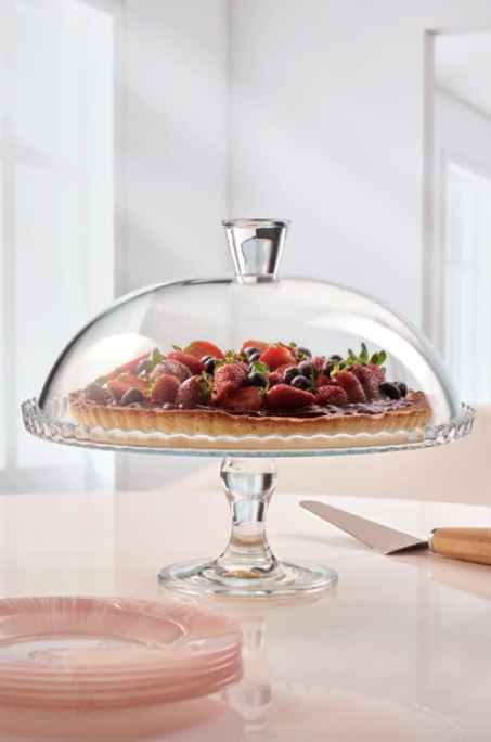 Pasabahce Patisserie Footed Serving Platter with Dome - 32cm