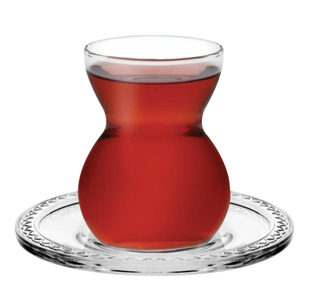 Pasabahce Etnik Tea Glass & Saucer Set - 6 Pieces, 145ml