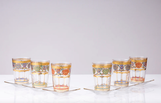 Mindada Moroccan Gold Tea Set - 12 Pieces, 200ml