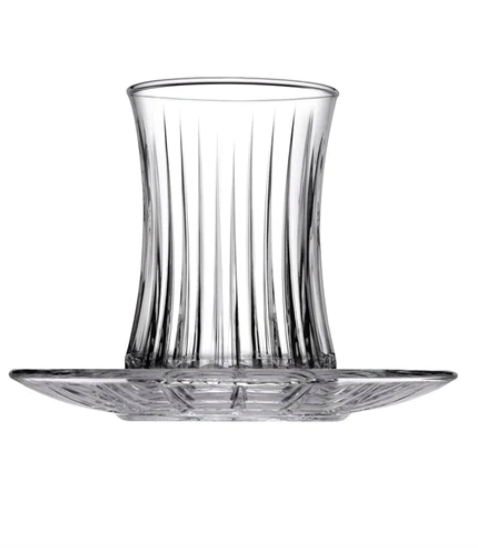 Pasabahce Elysia Tea Glass & Saucer Set - 6 pieces, 170ml