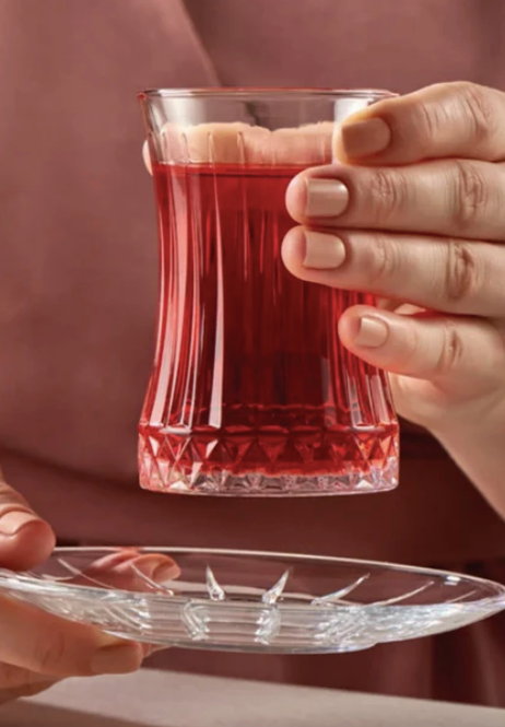 Pasabahce Elysia Tea Glass & Saucer Set - 6 pieces, 170ml